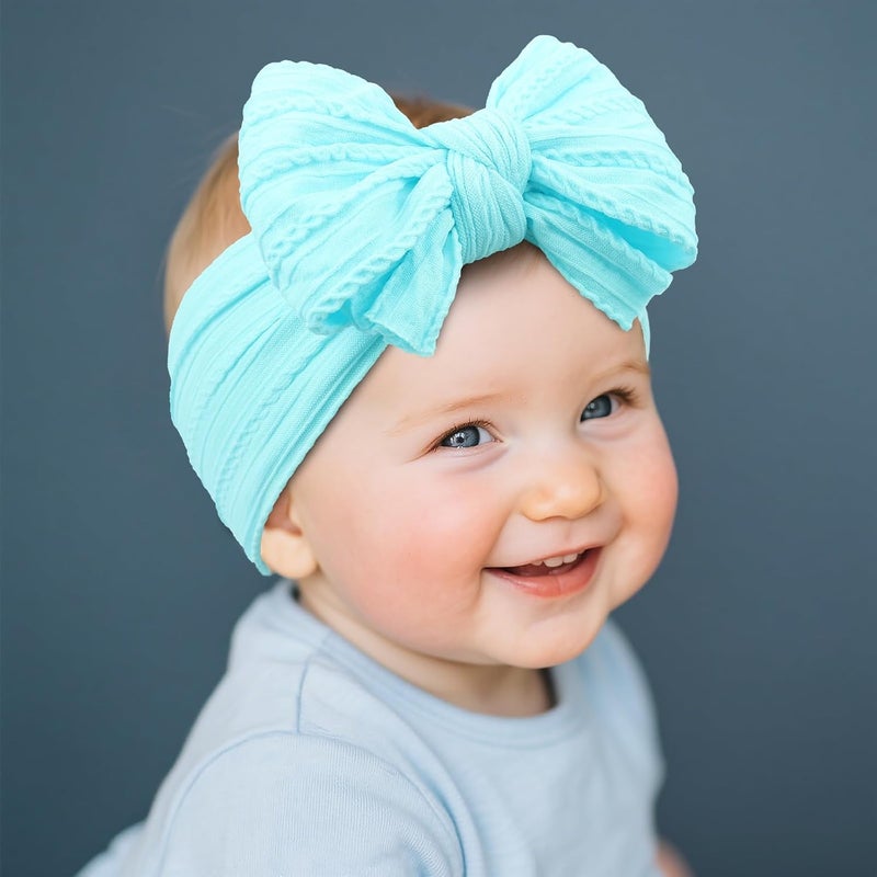 LemonSpace Store Handmade Baby Girls Headbands Soft Stretchy Nylon Hair Bands Hair Accessories with Bows for Newborn Baby Girls Infant Toddlers Kids - Image 2